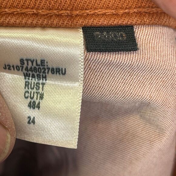 Veronica Beard Rust Raw Hem Carly Kick Flare High Rise Denim Jeans Size 24 - Picture 6 of 9